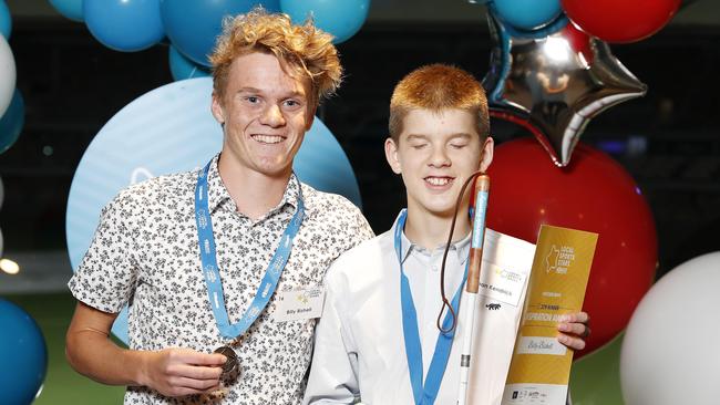 Billy Bishell and Sean Kendrick posing at the Quest Young Stars Awards, Queensland Cricketers Club, Brisbane 22nd of October 2019.  Photography: J&A Photography