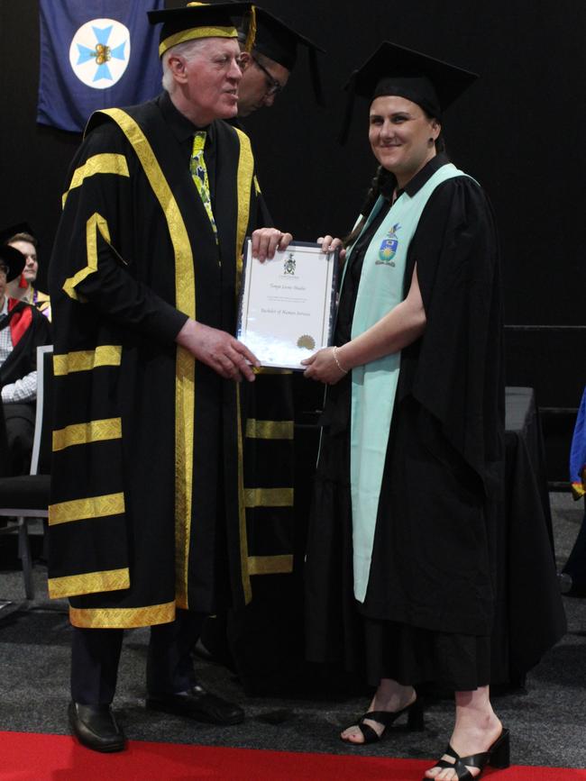 Tempe Sheales graduated with a Bachelor of Human Services at the CQUniversity graduation ceremony in Bundaberg on December 14, 2023.