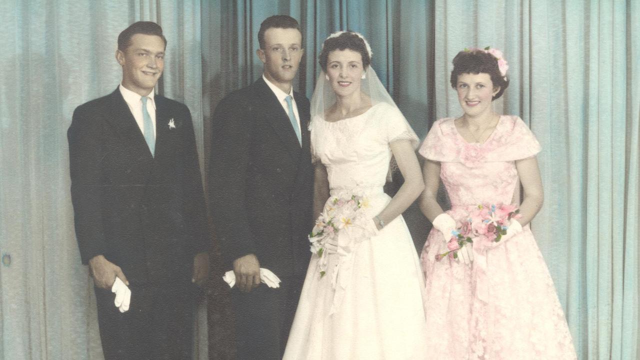 Hugh and Dot Byrnes on their wedding day. Attending the couple on their wedding day was Dot's sister Polly Weedon (nee Adams) as bridesmaid and Hugh's brother Darcy as best man. Their family, John and his wife Debra and Aileen Patton and her husband Des along with five grandchildren will help the couple celebrate the milestone. Hugh and Dot were married in Gympie and lived there for a few years in the same area and their children were both born in Gympie. Hugh and Dot moved around the state with Hugh's work before retiring in Mackay close to their families. Hugh's brother and wife will come from Cairns for the occasion as will as seven of Dot's siblings form far away as Dalby, Brisbane, Eumundi and Imbil.