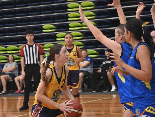 Basketball Queensland under-14 girls state championships, Division 2, Townsville Lightning versus Gladstone Power at CQUniversity in Rockhampton on June 30, 2024.