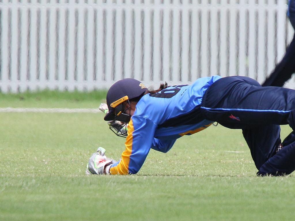 Katherine Raymont Shield women's cricket - Gold Coast Dolphins vs Wynnum-Manly/Redlands at Bill Pippen Oval, Robina. Dolphins Keeper Chelsea Gan ( Out ). Pic Mike Batterham