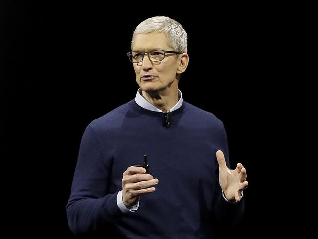 Apple CEO Tim Cook speaks at the Apple Worldwide Developers Conference in San Jose. Picture: Marcio Jose Sanchez/AP