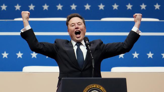 Tesla and SpaceX CEO Elon Musk celebrates Donald Trump’s inauguration as US President. Picture: Angela Weiss/AFP. Picture: Christopher Furlong/Getty Images