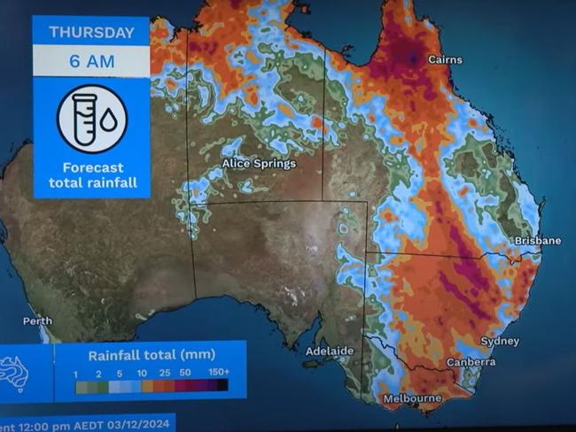 Rain and severe thunderstorms are expected to hit the east coast over the next three days. Source: BOM