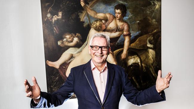 QAGOMA director Chris Saines with a reproduction of Titian's 'Venus and Adonis', which will come to Queensland as part of the European Masterpieces from The Metropolitan Museum of Art, New York exhibition next year. Picture: Nigel Hallett