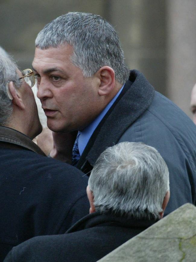 Mick Gatto at Jason Moran’s funeral. Picture: Peter Ward