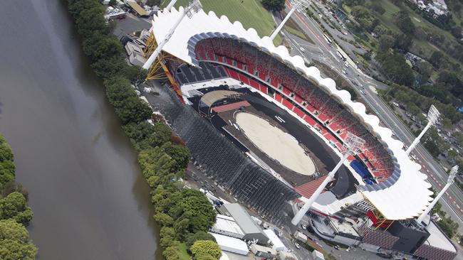 Temporary seating has boosted Metricon Stadium’s capacity to 40,000 people for the Commonwealth Games opening and closing ceremonies and athletics competition. Picture: B1gr1g Photographics.