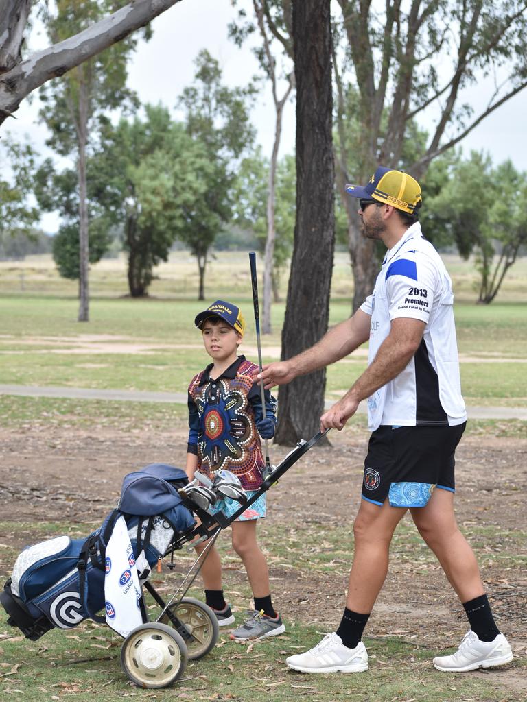 Rockhampton's Tucka Andrews (boys eight years) and Brendan Andrews at the US Kids Golf Foundation Australian Open at the Rockhampton Golf Club on September 28.