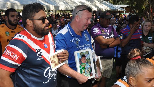 Joseph Shorey breaks down as he farewells his boys in Wellington. Picture: Colin Rouse