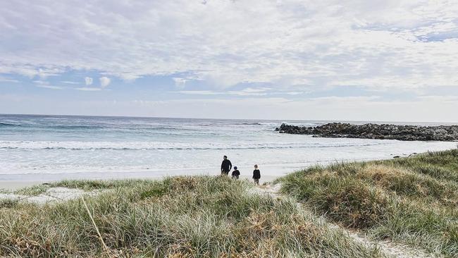 Beach locations are popular with Tassie families who are travelling in caravans, including the Murrell family from New Town. Picture: Natalie Murrell @gone_caravanning_tas