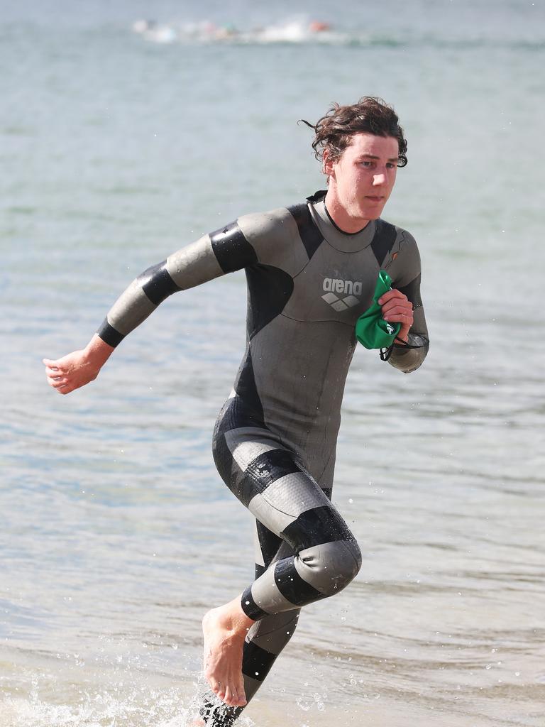 Sam Askey-Doran wins the 1500 metre event. Australia Day Ocean Swim at Kingston Beach. Picture: Nikki Davis-Jones