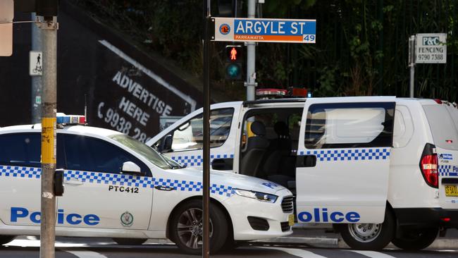 Police operation near Westfield Parramatta.