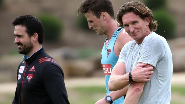 James Hird exercising on the oval at Essendon's training facility on Monday, October 6, 2014, in Tullamarine Australia. Picture: Hamish Blair