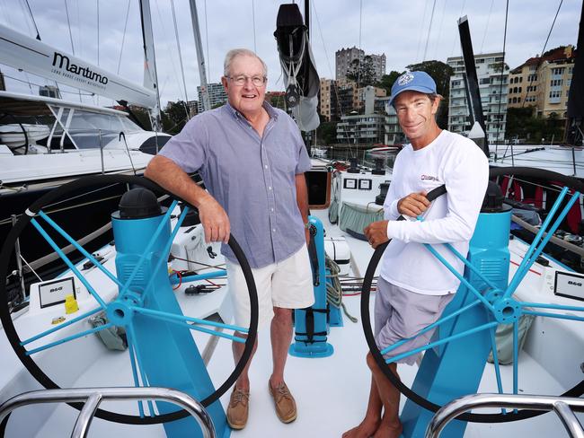 22/12/24: Father-son duo, Bradshaw (son) and David Kellett, on board the Antipodes ahead of the Sydney to Hobart at the CYC in Sydney. John Feder/The Australian.