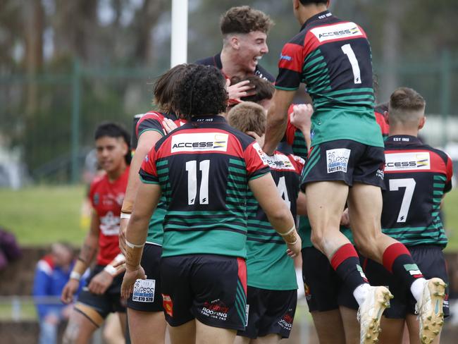 Colyton celebrate a try. Picture Warren Gannon Photography