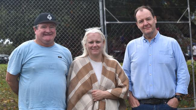 The Sunshine Coast's Sebastian and Hayley Doherty with Emerald's Justin Torr at the Queensland Country Rugby Championships in Rockhampton on June 29, 2024.