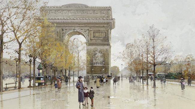 Detail from Eugene Galien-Laloue’s 1941 painting L’Arc de Triomphe, Paris.