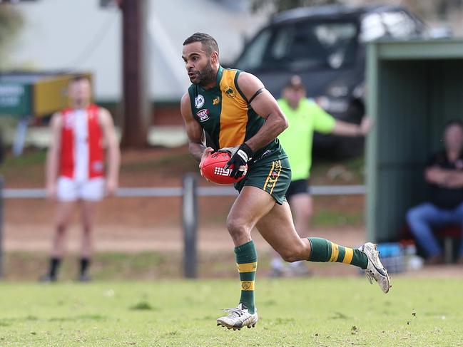 Salisbury North’s Alex Stengle has been suspended for eight weeks, which has cost his club a spot in the Adelaide Footy League for the rest of the year. Picture: Stephen Laffer.