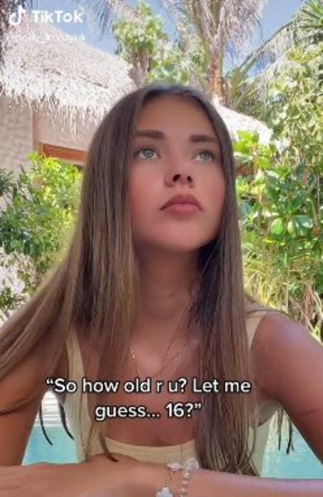 Polly took to TikTok to explain she’s often mistaken for someone a lot younger. Picture: TikTok/polly_kostyuk