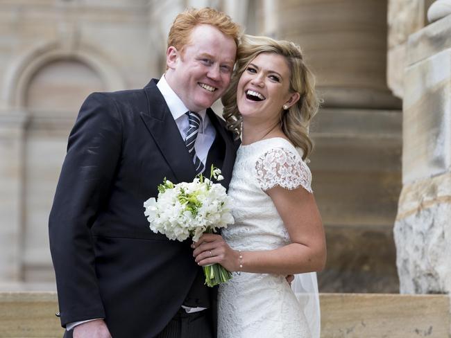 Sarah Harris on her wedding day with husband Tom Ward.