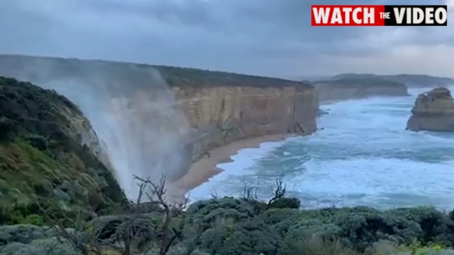 Uphill waterfall near the 12 Apostles