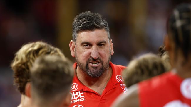 Coach Dean Cox in his first game as coach during the AFL Opening Round match between the Sydney Swans and Hawthorn Hawks at the SCG on March 7, 2025. Photo by Phil Hillyard (Image Supplied for Editorial Use only - **NO ON SALES** - Â©Phil Hillyard )