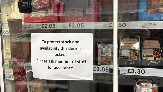 Meat in a Tesco in the UK is locked up. Picture: Gary Nunn