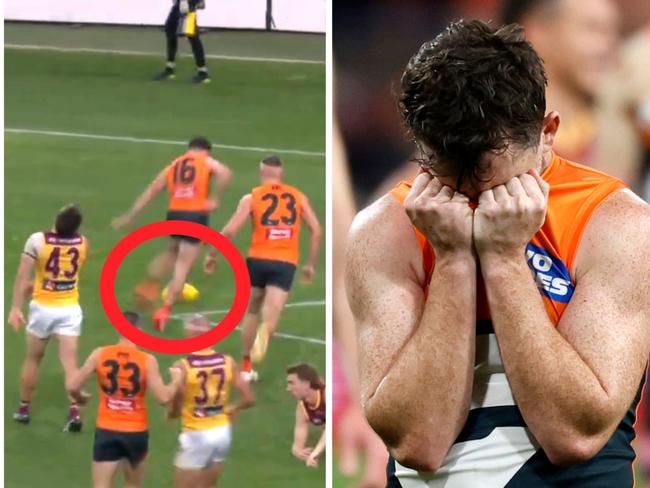 Brent Daniel missed from the point of the goal square. Photo: Fox Footy.