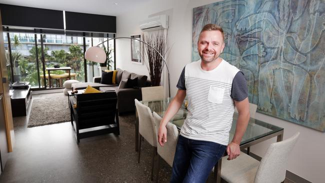 Clint Magill rents out his Port Melbourne apartment on Air BnB. Picture: Nicole Cleary