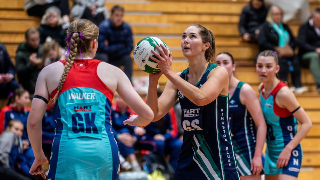 Nicole Hunt puts up a goal during the final round win over Devon. Picture: Linda Higginson