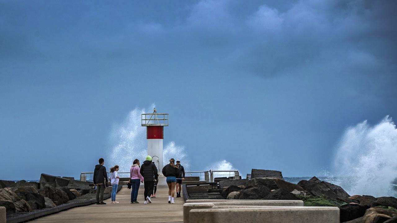 High waves seen off The Spit on the Gold Coast. Picture: Nigel Hallett