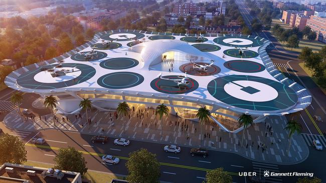 A plan for a skyport, as part of Uber's flying car project, UberAIR.