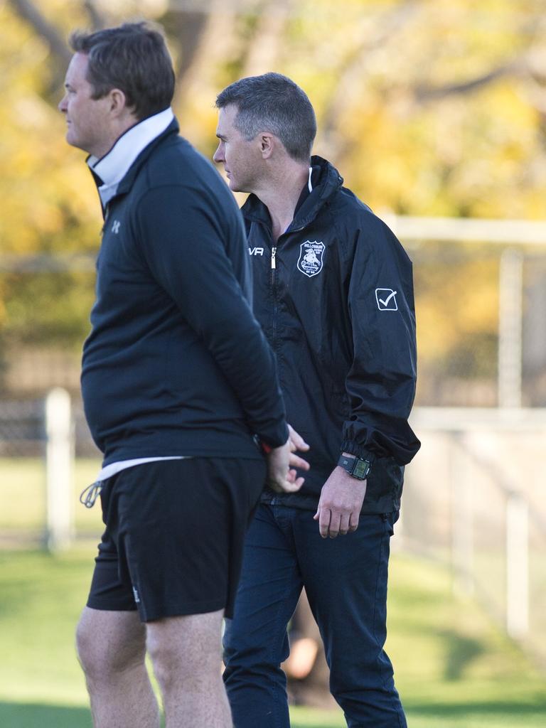 Willowburn coach Nick Rundle during the 2018 Toowoomba Football League Premier men grand final.