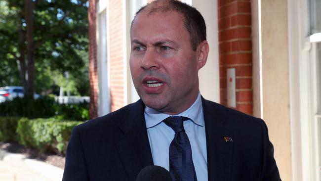 Treasurer Josh Frydenberg announced the improvement to the Budget bottom line today. Picture: Gary Ramage