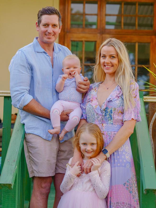 Jarrid Keers with wife Laura Morris and daughters Chloe and Ruby. Picture: Supplied