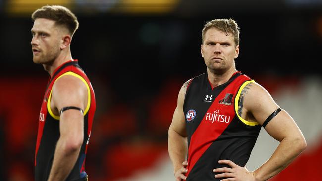 Jayden Laverde and Jake Stringer after the loss. Picture: Daniel Pockett/Getty Images