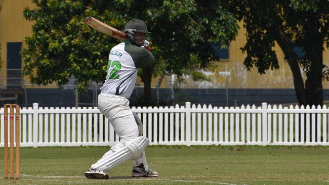 Michael Macpherson in the Mackay Cricket 3rd Grade one day shield semi-finals Pinnacle v Walkerston, Saturday, March 19, 2022. Picture: Tara Miko