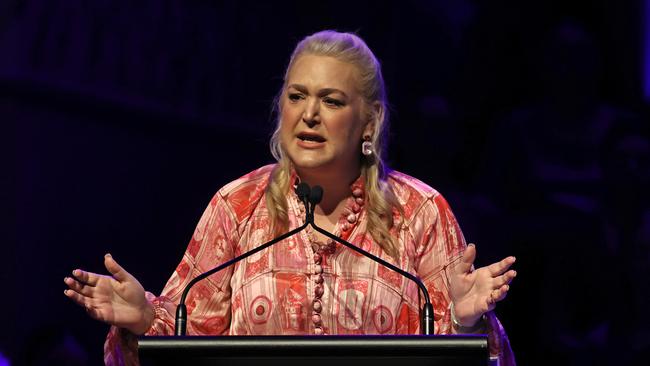 Lady Mayoress Nina Schrinner speaks at an Australia Day citizenship ceremony. Picture: Tara Croser.