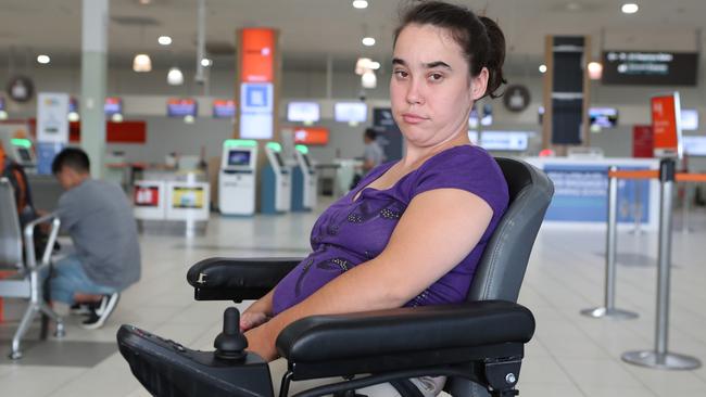 Amy Tobin was stranded at Gold Coast airport after her wheelchair was left behind. Photo: by Scott Fletcher