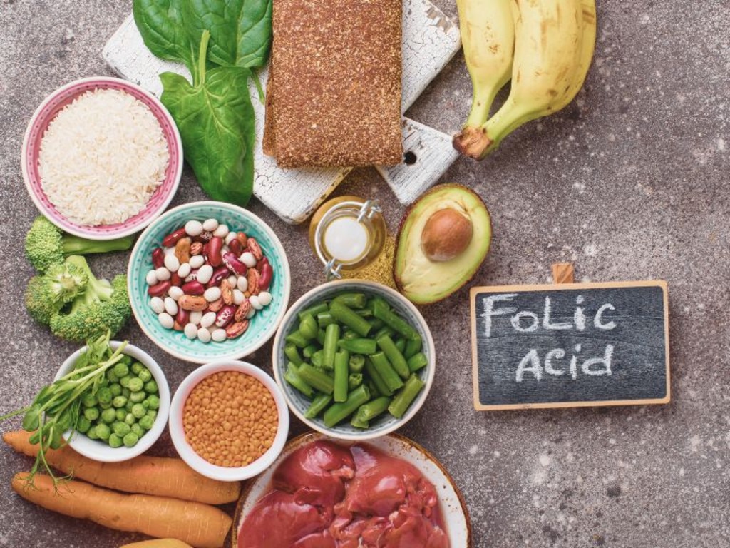 Folic acid is found in beans and pulses, avocado and leafy greens.