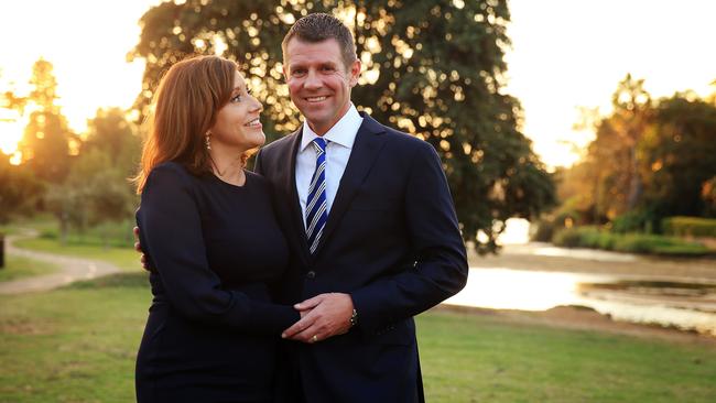 NSW Premier Mike Baird with wife Kerryn arriving at Queenscliff SLSC to greet all his supporters.