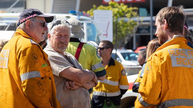 Rural firefighters are seen at the Peregian Springs Control in Peregian Springs, Queensland, Thursday, September 12, 2019. Picture: AAP Image/Rob Maccoll