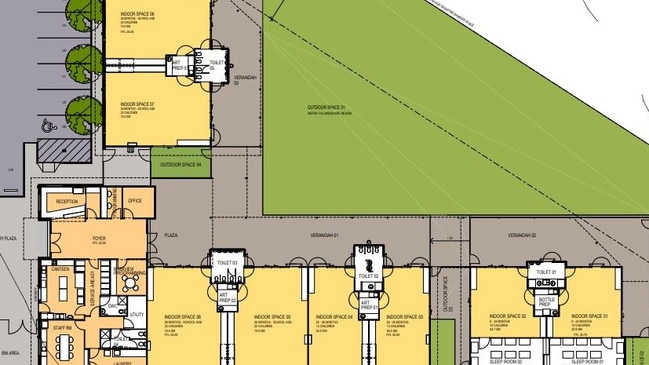 The layout of the proposed new childcare centre for 54 Warner Rd, Warner. Image: DA Tracker/Moreton Bay Regional Council