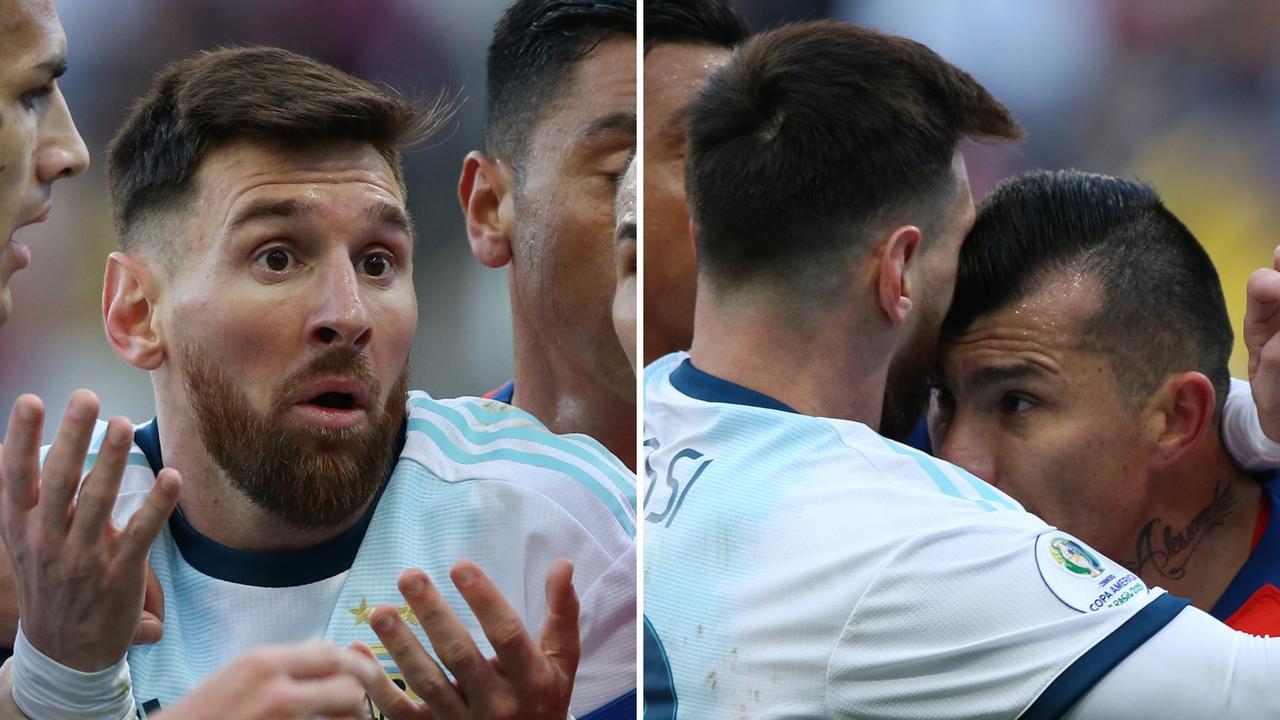 Copa America 2019 Lionel Messi Red Card Gary Medel Headbutt Argentina Vs Chile Video