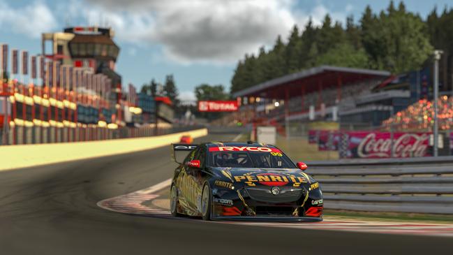 An image captured using the iRacing sim software during the BP Supercars All Stars Eseries. Picture: Mark Horsburgh