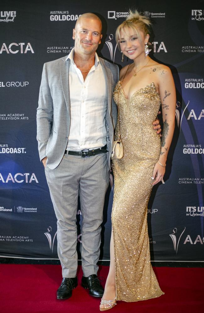 Mike Gunner and Rachel Evran at AACTA Oscars Screening at the Home of the Arts, Gold Coast. Picture: Jessie Jean