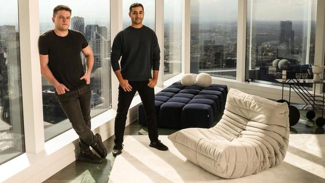 Ed Craven (left) and Bijan Tehrani are offering Australian tech workers sign-on bonuses of up to $100,000 to come work for them. Picture: Julian Kingman