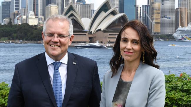 New Zealand Prime Minister, Jacinda Ardern and Australian Prime Minster, Scott Morrison pose for a photo before a press conference held at Admiralty House on February 28, in Sydney.