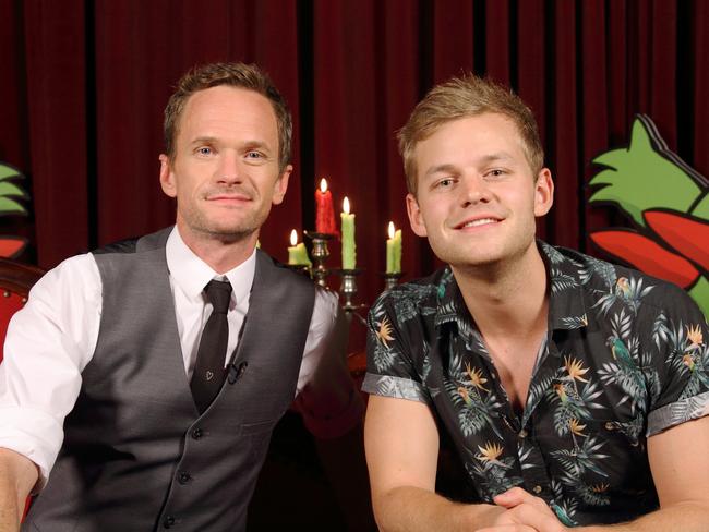 Stand-up idols ... Joel Creasey with Neil Patrick Harris, who he met while hosting the Just For Laughs comedy festival. Picture: Supplied