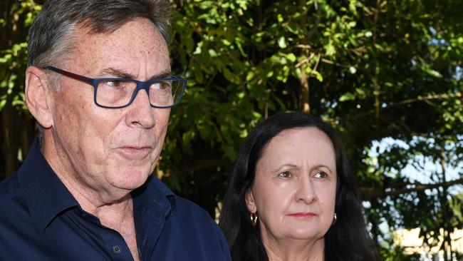 Territory Alliance's Terry Mills, Robyn Lambley and Jeff Collins at a press conference about their fracking policy. Picture Katrina Bridgeford.